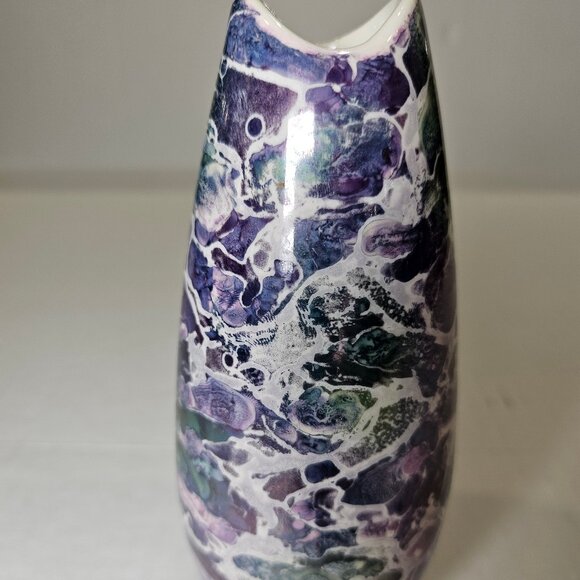 McCoy, Pottery, Cascade, Bud Vase, MCM, Purple, Green, White Lusterware 6' Tall - Picture 1 of 11